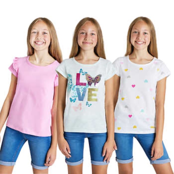 Vigoss Youth 3-pack Tees Love Butterflies Hearts - Picture 1 of 8